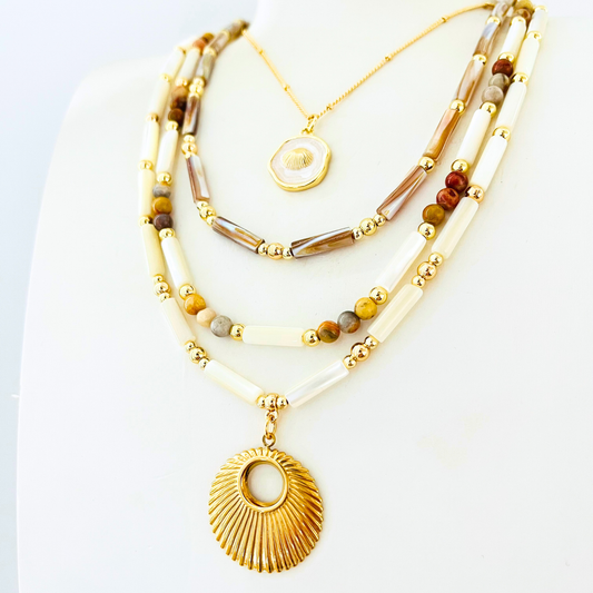 Brown Natural Shell Necklace Gemstone Necklace