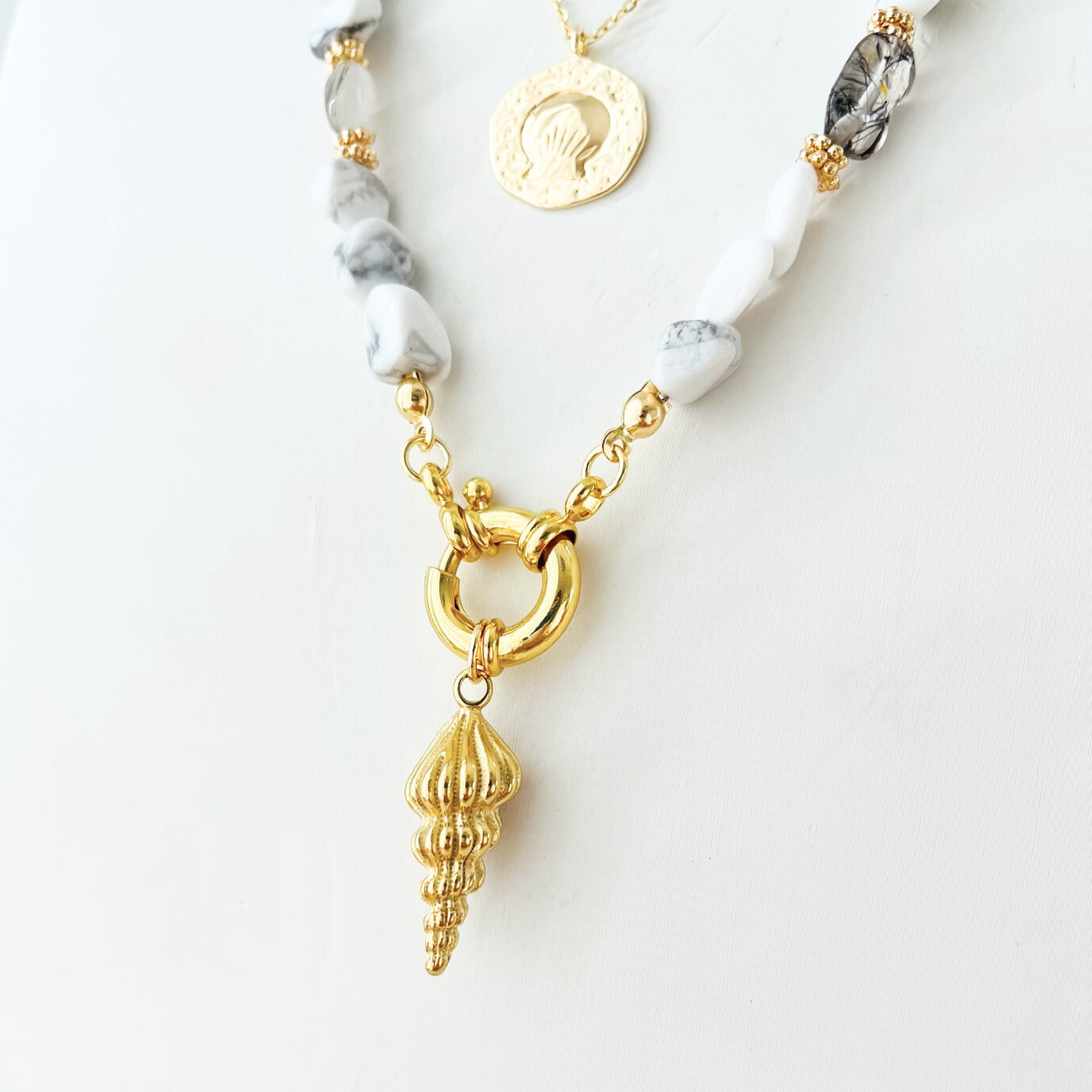 14K Gold Plated Tower Shell Charm Pendant Ocean Treasures - Interchangeable Pendant Pendant