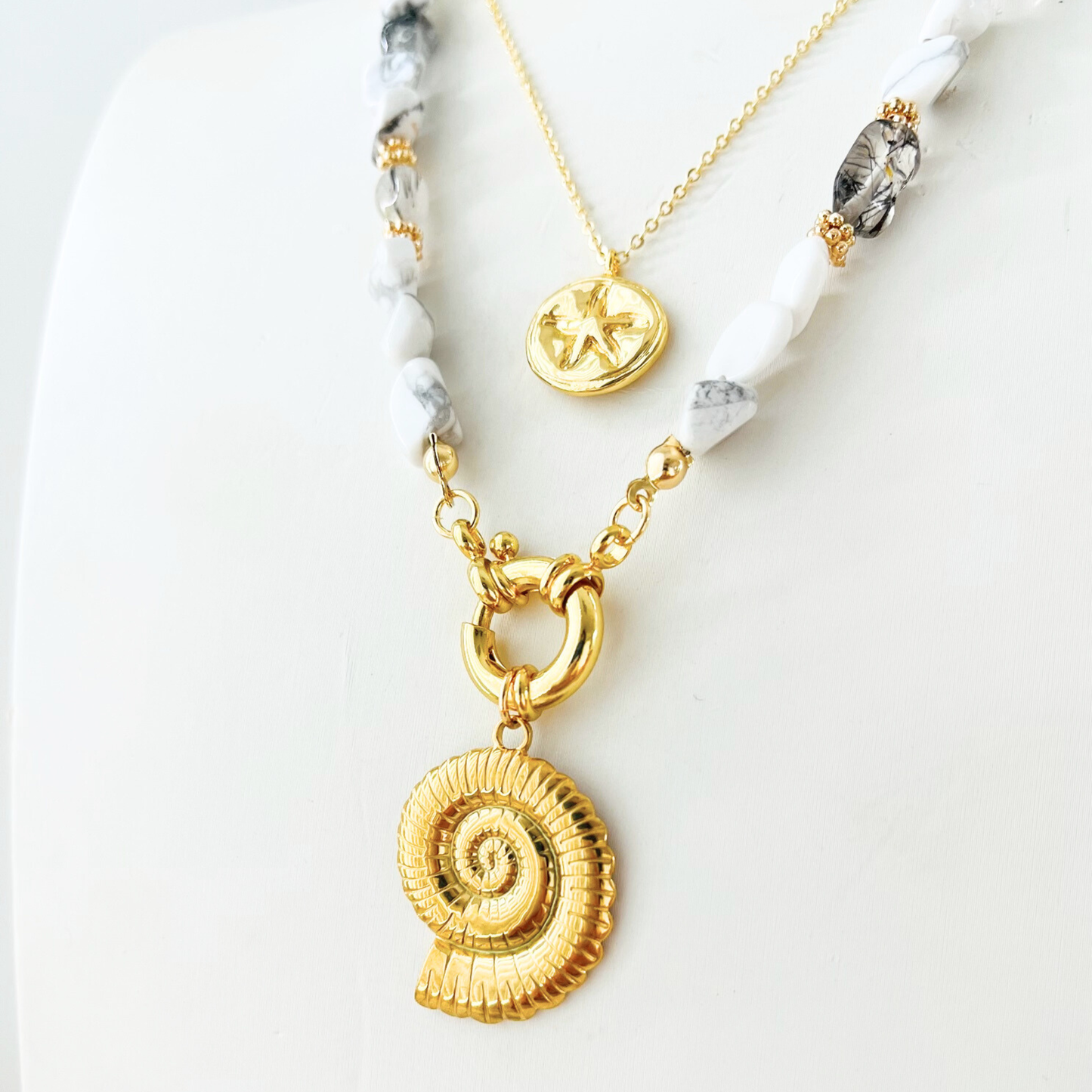 Ocean Treasures | 14K Gold Plated Nautilus Shell Charm | Interchangeable Pendant