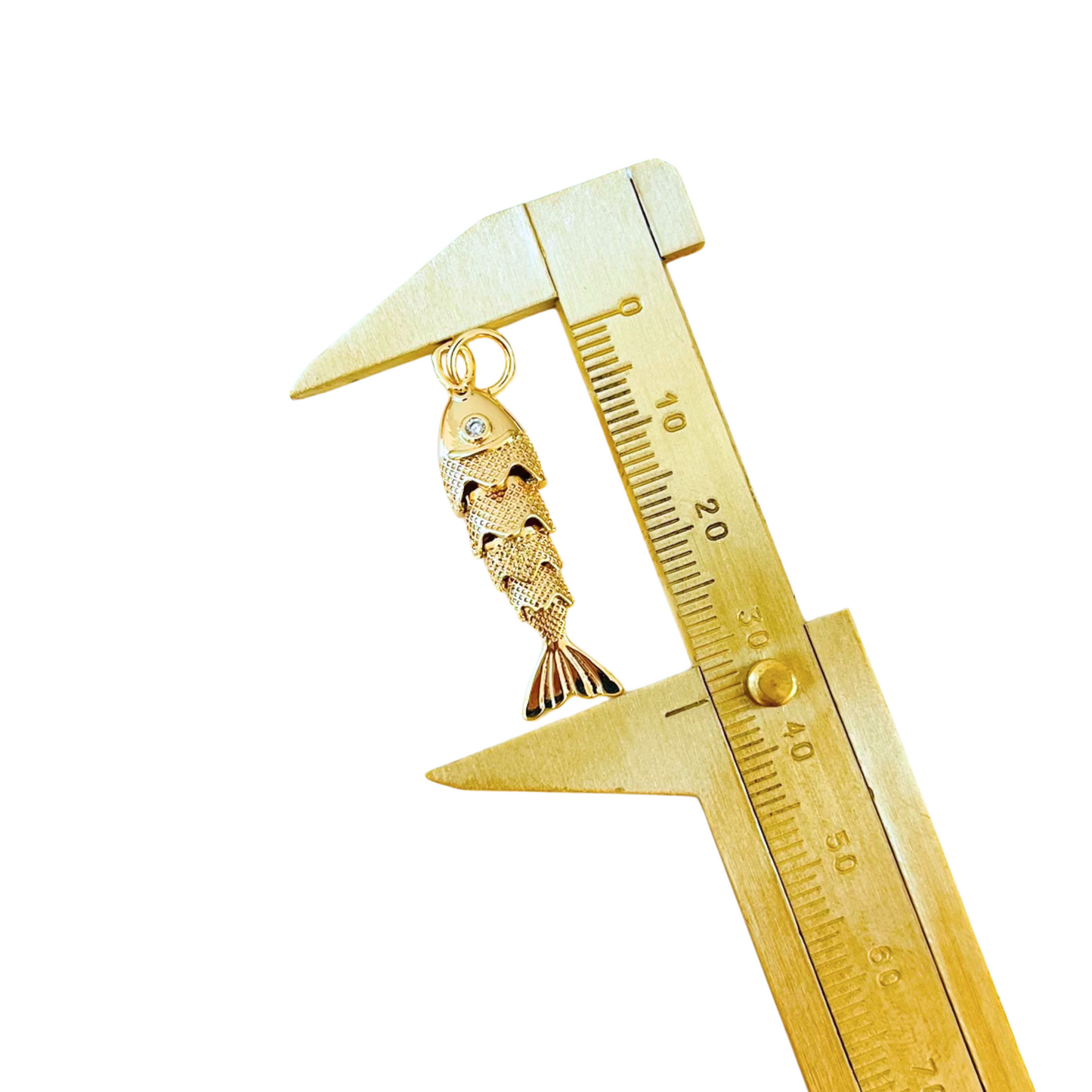 Articulated Fish Charm Pendant - 14K Gold Plated Interchangeable