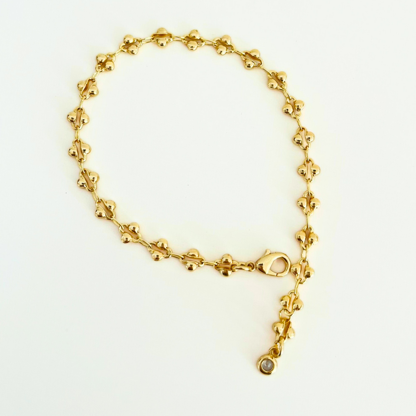 Gold Plated Decorative Chain Bracelet with CZ Charm - Lace Style
