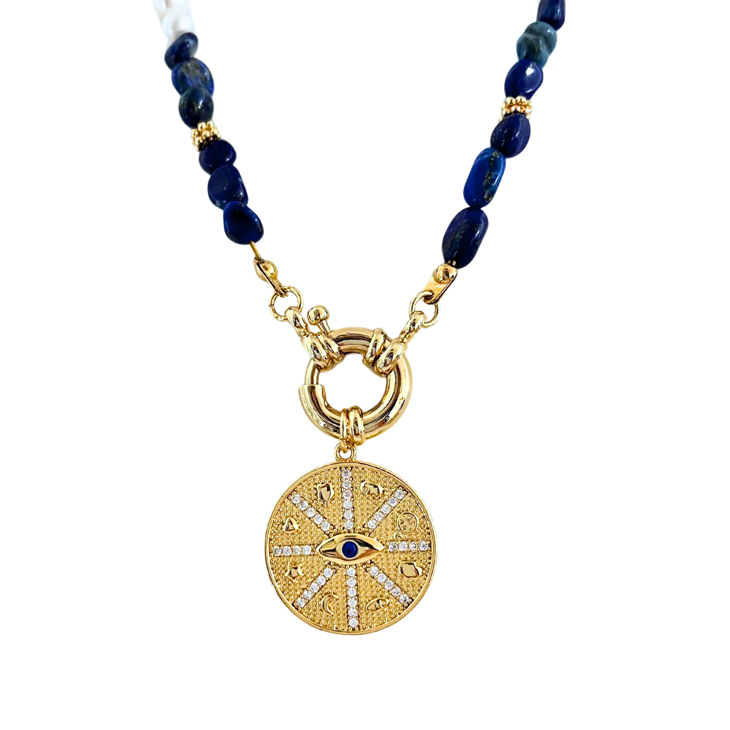 Guardian Evil Eye Symbols Round Pendant - Protection Jewelry