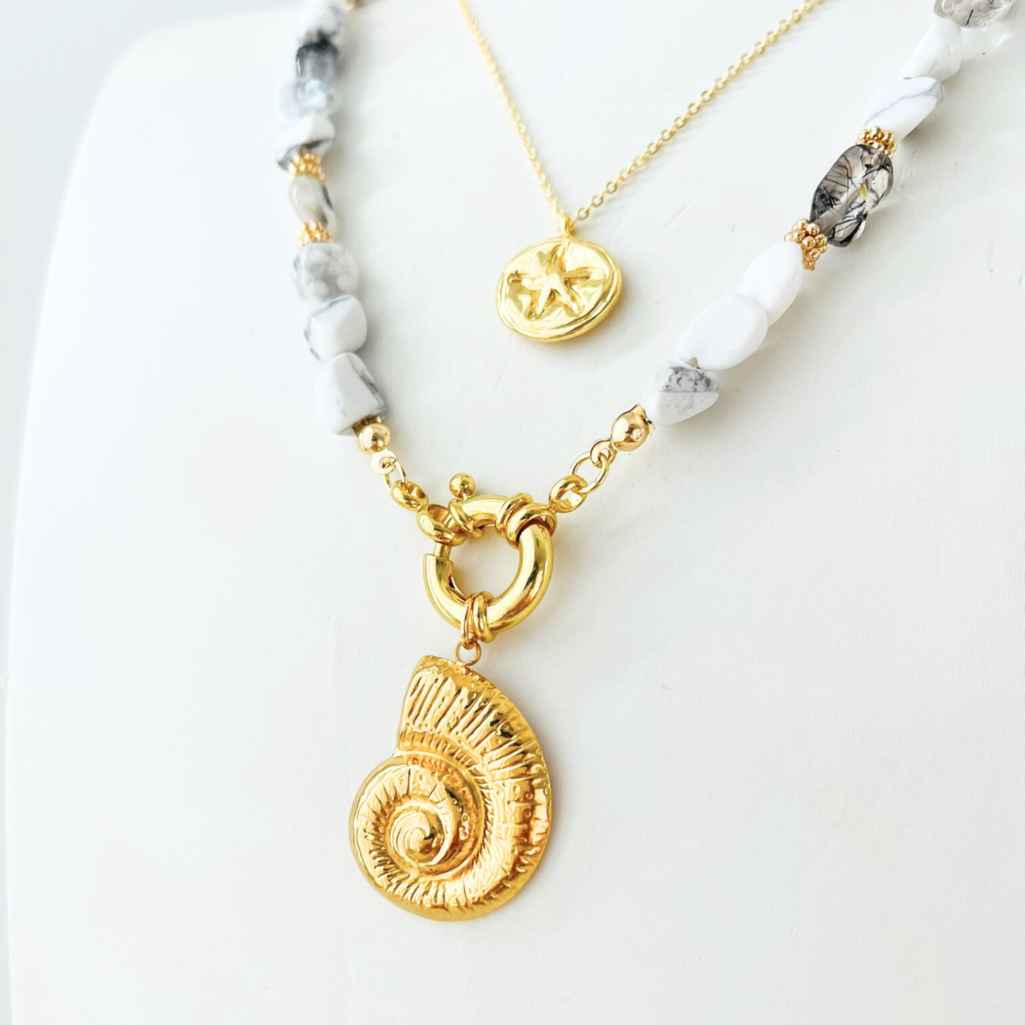 Gold Plated Nautilus Shell Charm Pendant Ocean Treasures - Interchangeable Pendant Pendant