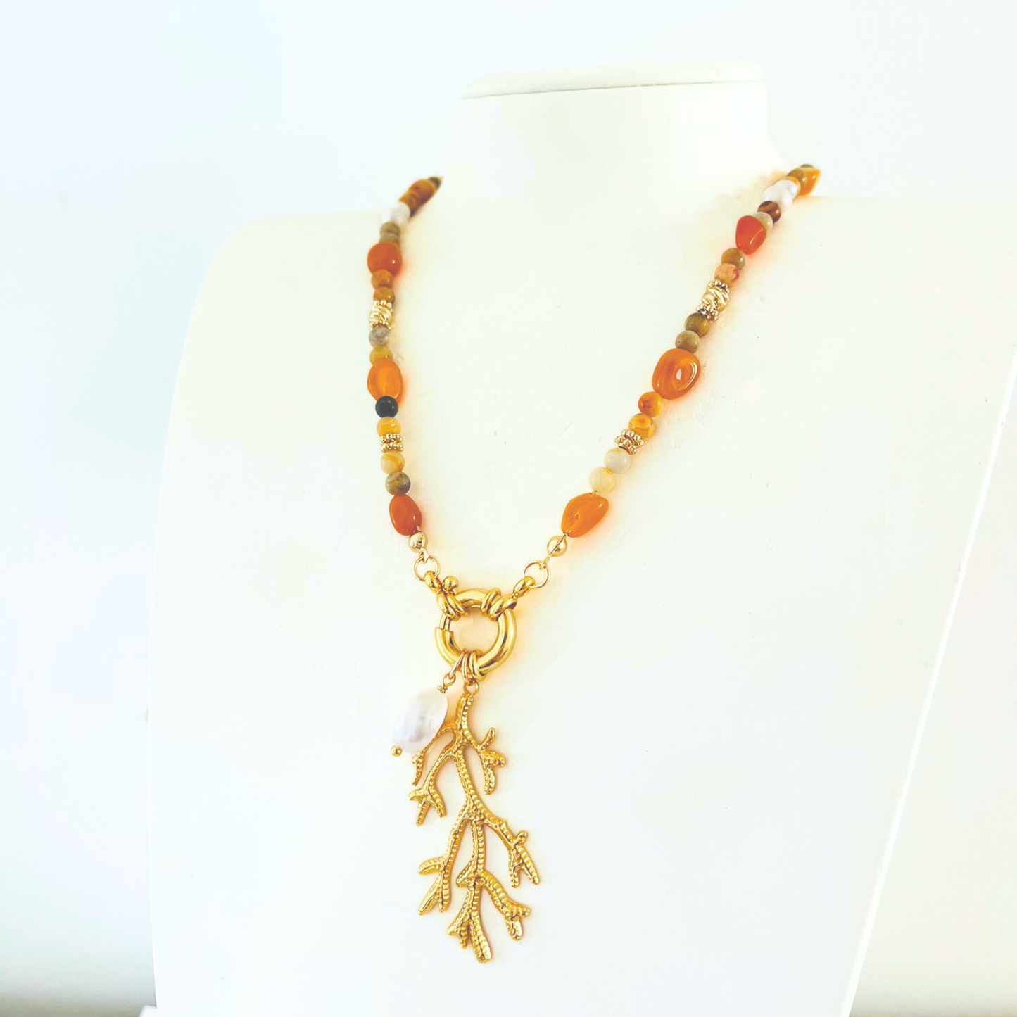 Crazy Lace Agate & Yellow Aventurine Natural Gemstone Necklace | Interchangeable Clasp