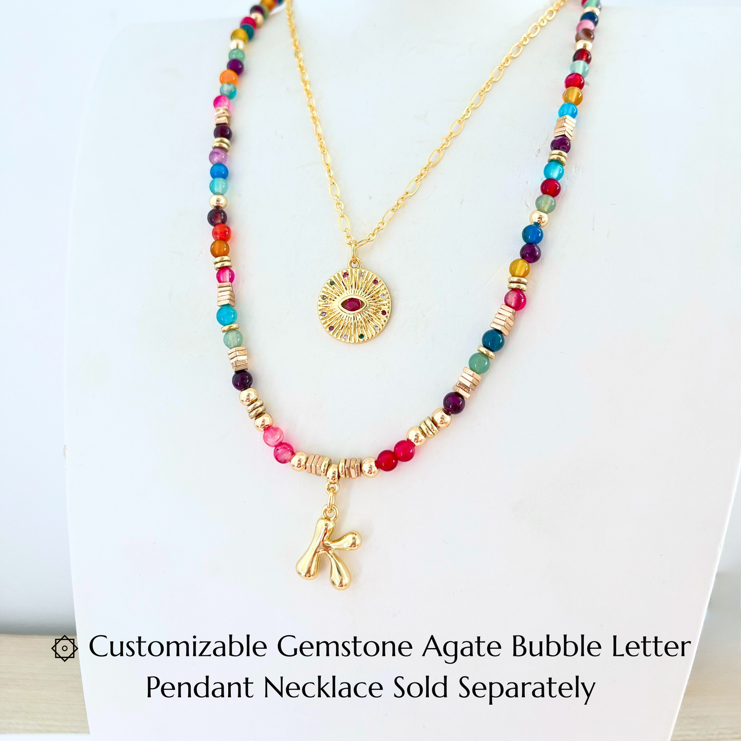 Magenta CZ Evil Eye Round Necklace | 14K Gold Plated | Handcrafted in Australia