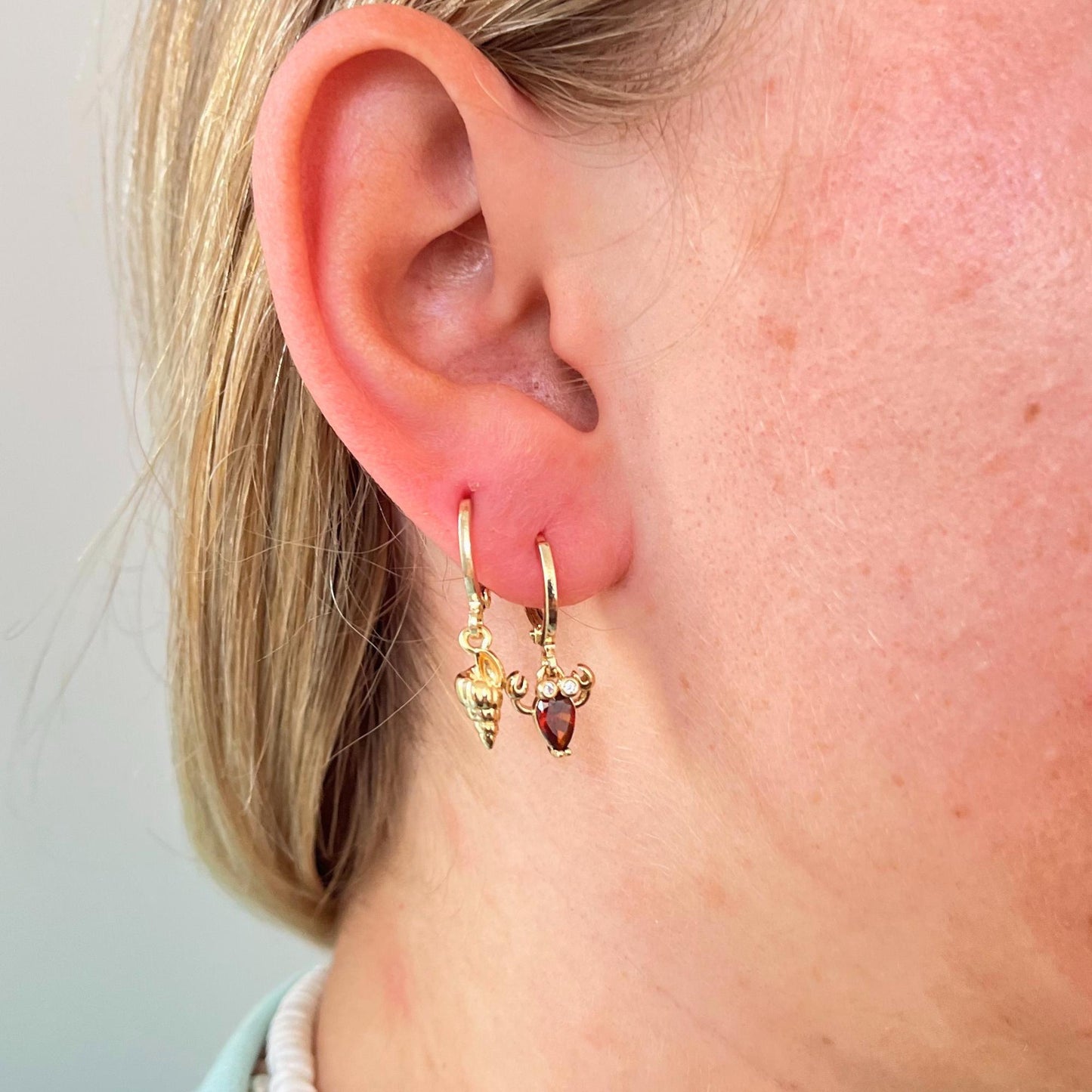 Seashell Earrings Jewellery Sealife Ocean Charm Sea Beach Gold Plated Hoop Earrings Stack Girl Birthday Gift Ocean Lover Jewelry BBF Present