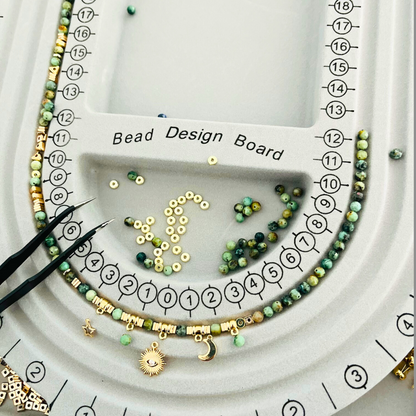 African Turquoise Gemstone Necklace with Evil Eye Sun Moon Star Charms