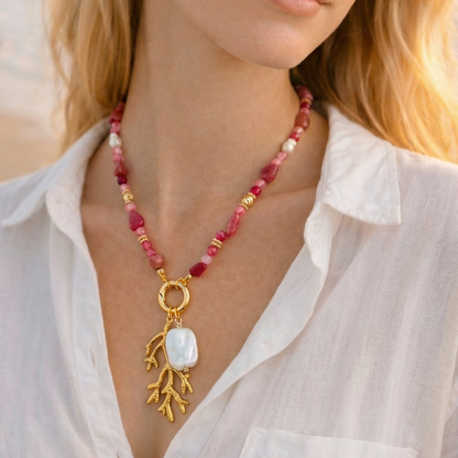 14K Gold Plated Coral Charm Pendant Ocean Treasures - Interchangeable Pendant