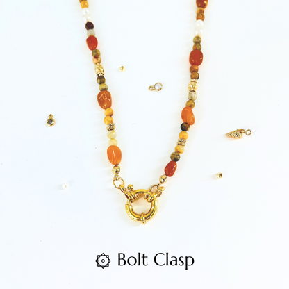 Crazy Lace Agate & Yellow Aventurine Natural Gemstone Necklace | Interchangeable Clasp