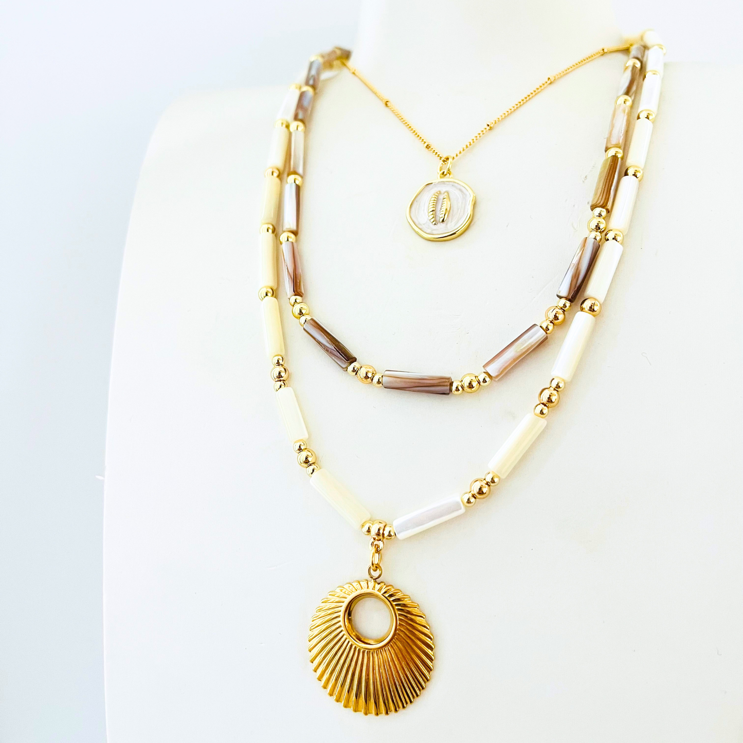 Brown Natural Shell Necklace Gemstone Necklace