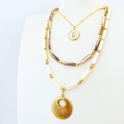 Brown Natural Shell Necklace Gemstone Necklace