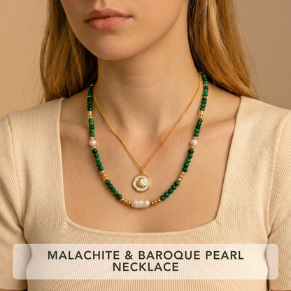 2-Piece Layering Set: 1 Natural Gemstone Necklace + 1 Pendant Necklace Gemstone Necklace