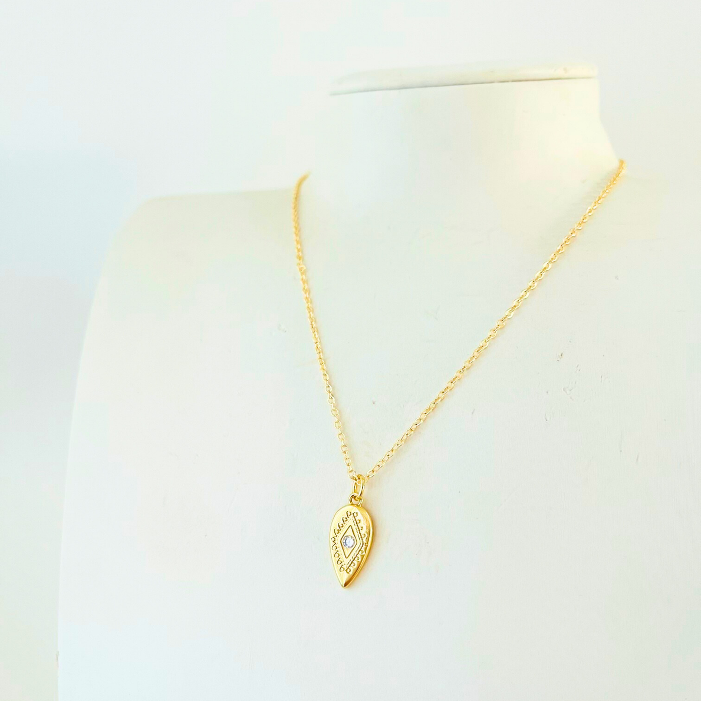 Evil Eye Tear Drop Pendant Necklace - Gold Plated Protection Jewellery