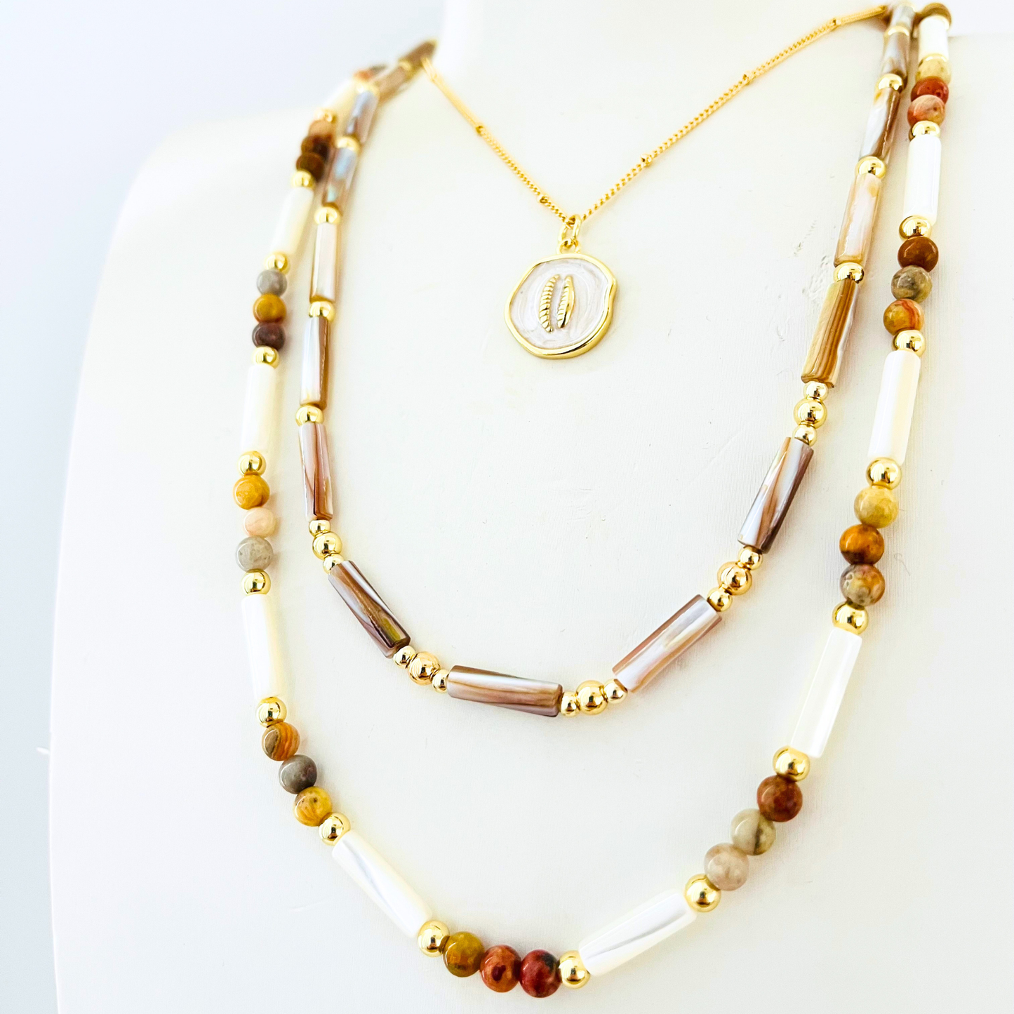 Brown Natural Shell Necklace Gemstone Necklace