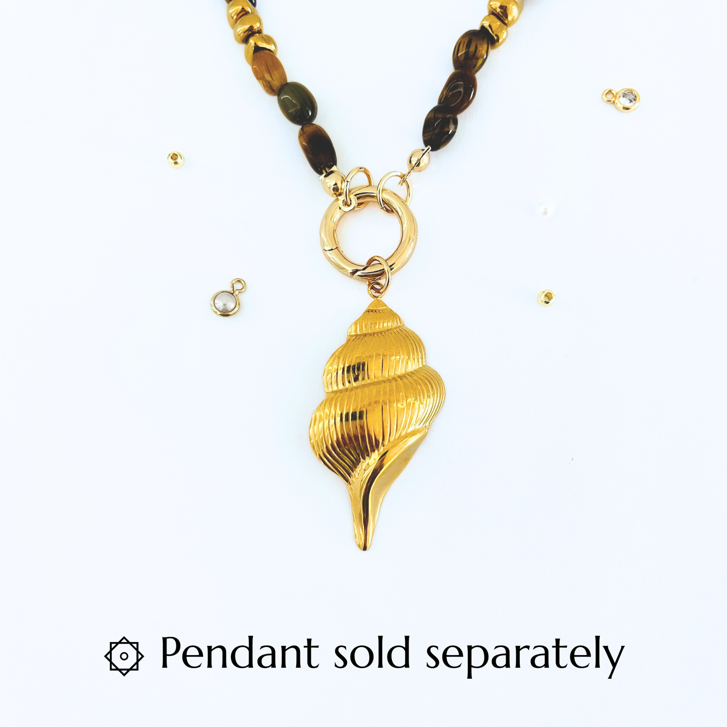 Natural Tiger Eye & Montana Agate Necklace | Gold Bolt Clasp Gemstone Necklace
