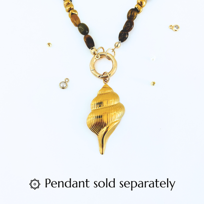 Natural Tiger Eye & Montana Agate Necklace | Gold Bolt Clasp Gemstone Necklace