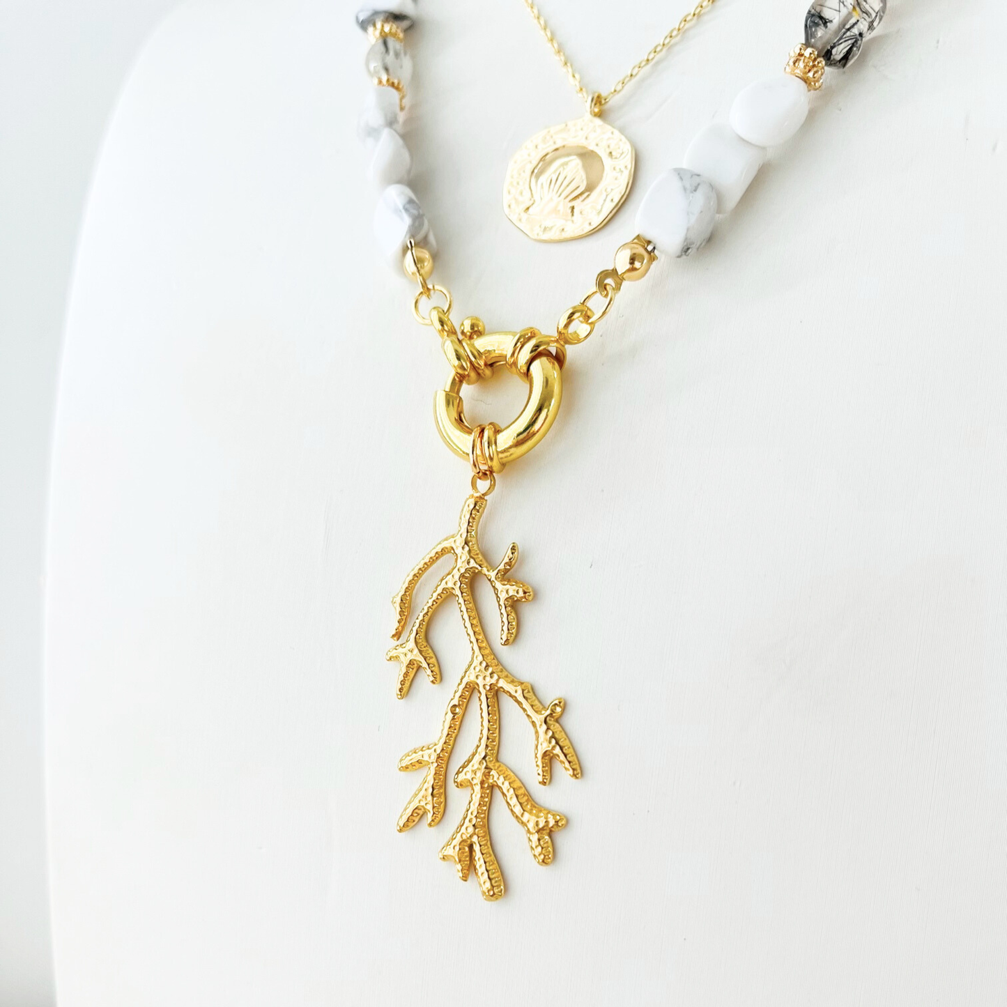 14K Gold Plated Coral Charm Pendant Ocean Treasures - Interchangeable Pendant