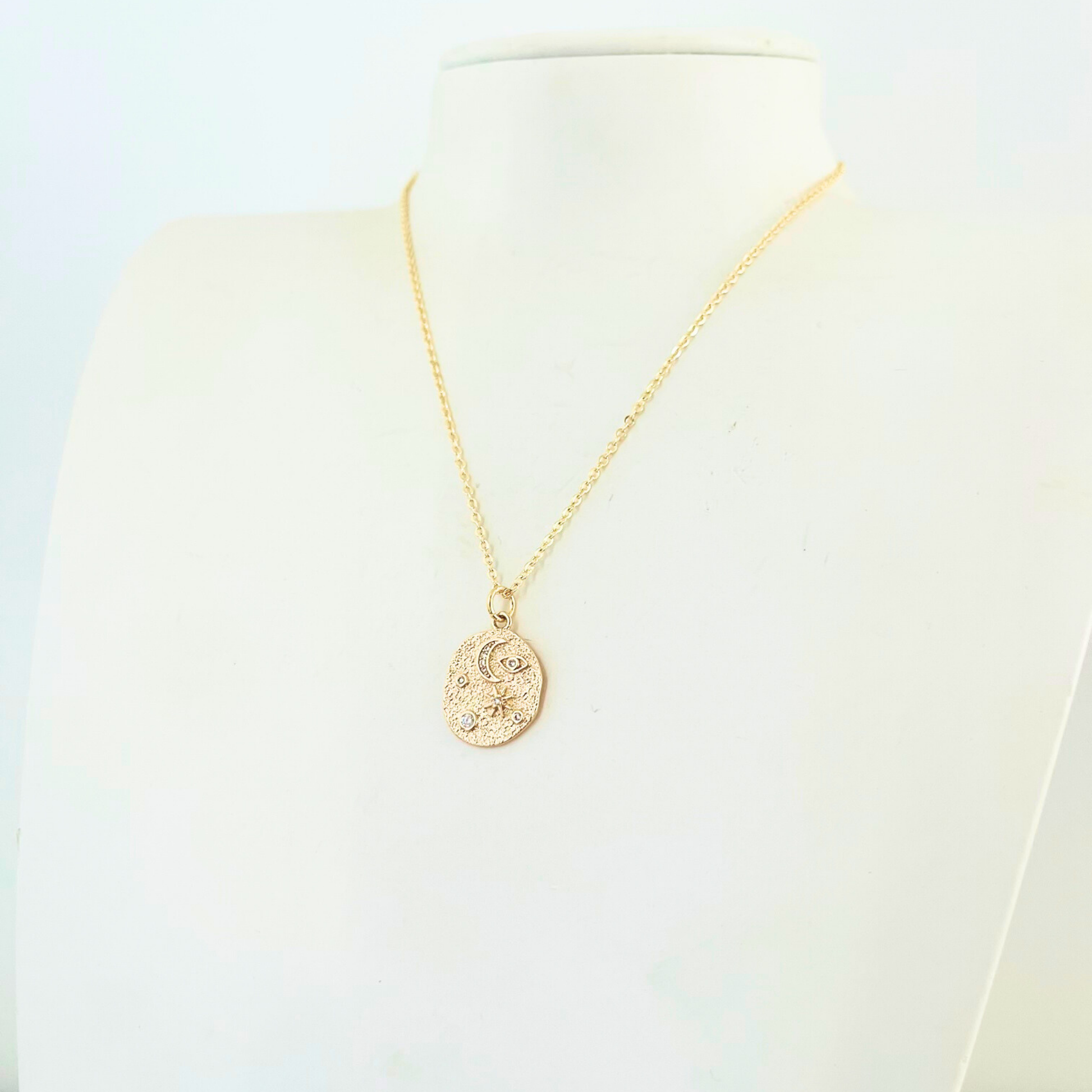 CZ Sun Moon Star Pendant Necklace - Gold Plated Celestial Jewellery Necklace