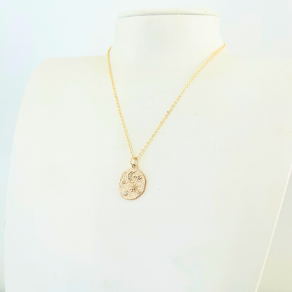 CZ Sun Moon Star Pendant Necklace - Gold Plated Celestial Jewellery Necklace