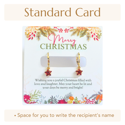Christmas Star Hoop Earrings with Christmas Card - Festive Jewelry Gift