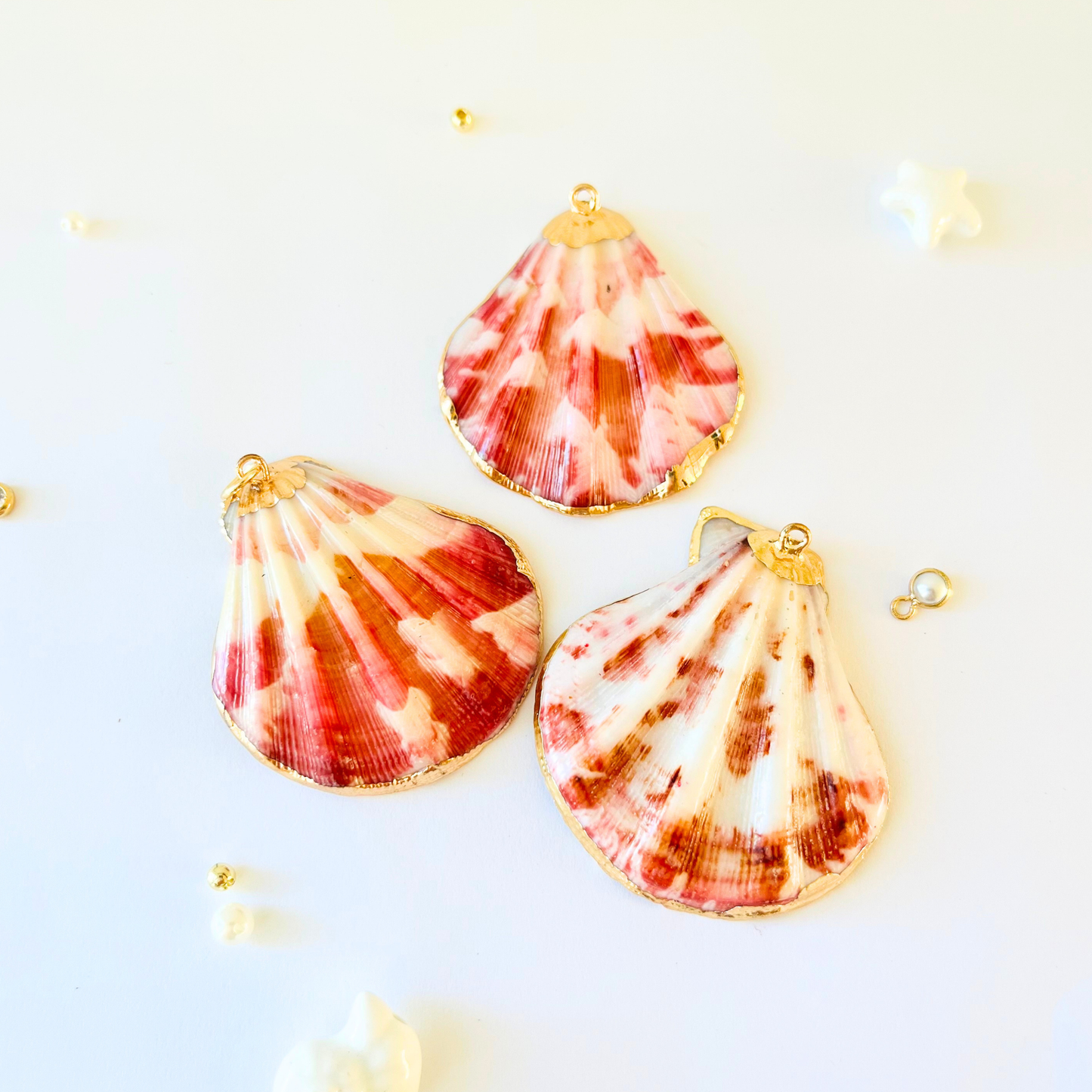 Natural Scallop Shell Pendant | Gold Edged Charm Pendant