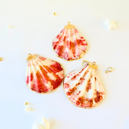 Natural Scallop Shell Pendant | Gold Edged Charm Pendant