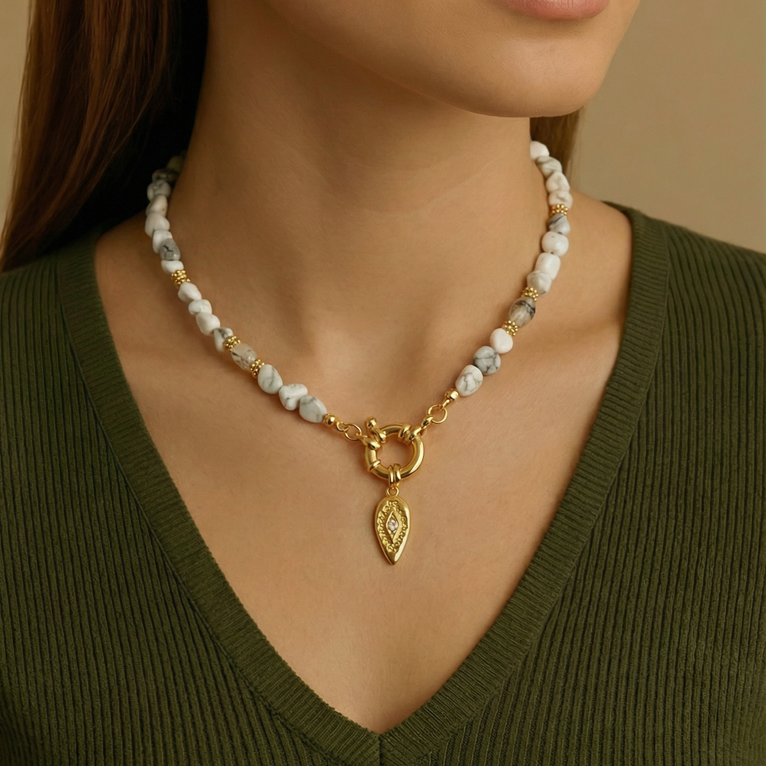 Evil Eye Tear Drop Pendant | Gold Plated Protection Charm Necklace