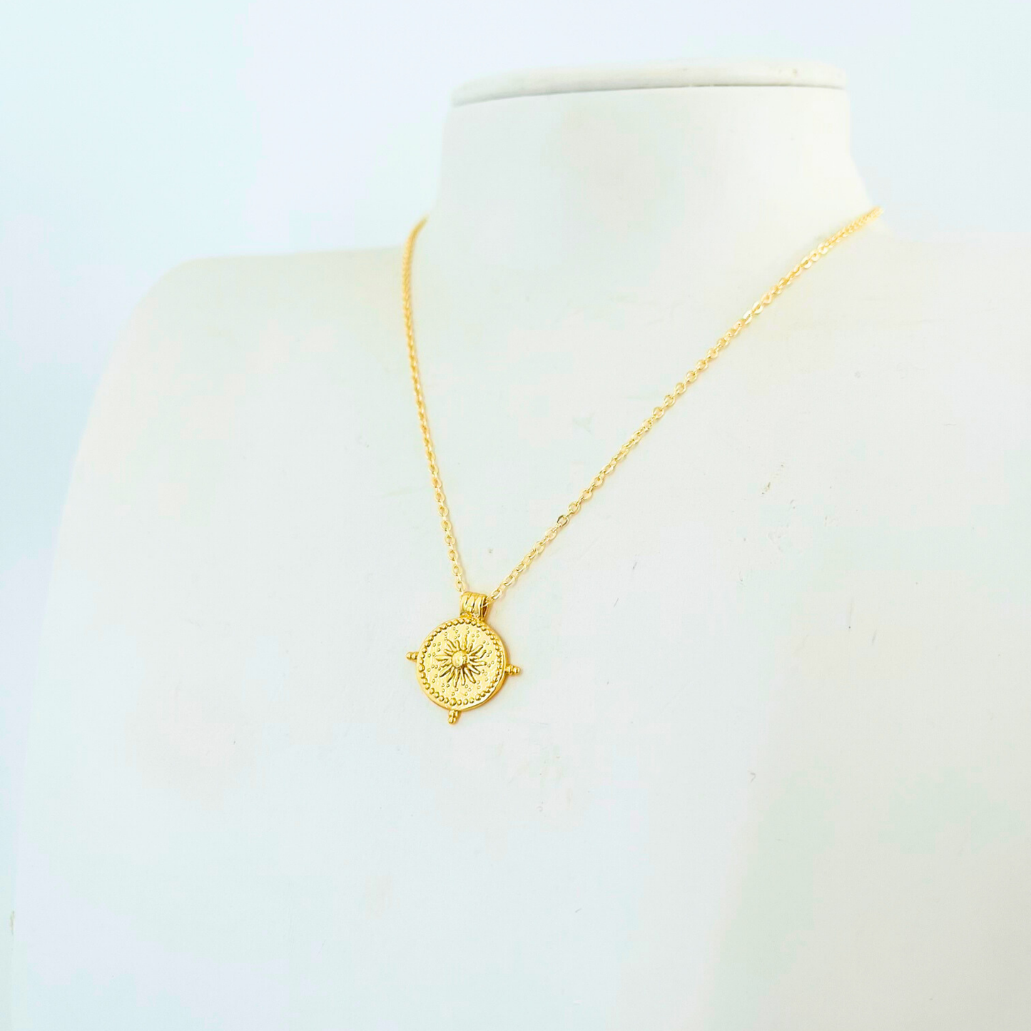 Sun Wheel Pendant Necklace - Gold Plated Layering Jewellery