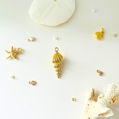 14K Gold Plated Tower Shell Charm Pendant Ocean Treasures - Interchangeable Pendant