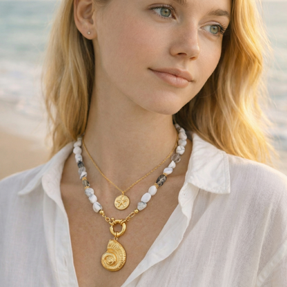 Gold Plated Nautilus Shell Charm Pendant Ocean Treasures - Interchangeable Pendant