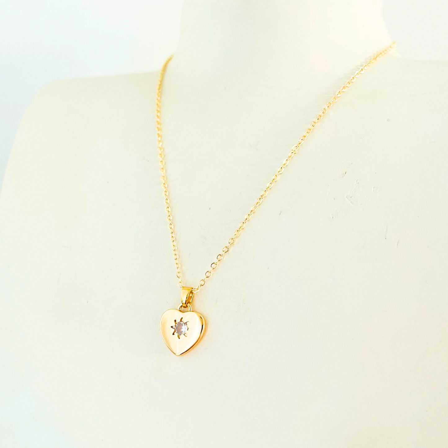 CZ Heart Pendant Necklace - Gold Plated Layering Jewellery Necklace