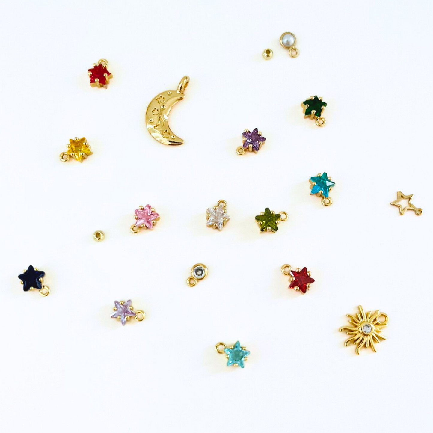 January Birthstone Star Hoop Earrings - Garnet Red CZ Charm