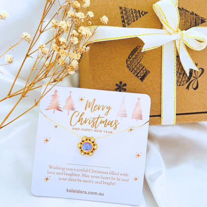 Christmas Snowflake Necklace with Christmas Card - Personalized Gift