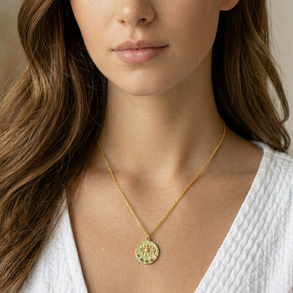 Classic Round Evil Eye Necklace | Multi-Colour CZ | 14K Gold Plated Necklace