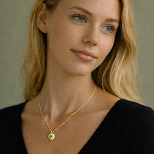 Sun Wheel Pendant Necklace - Gold Plated Layering Jewellery
