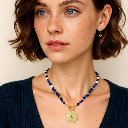 Guardian Evil Eye Symbols Round Pendant - Protection Jewelry