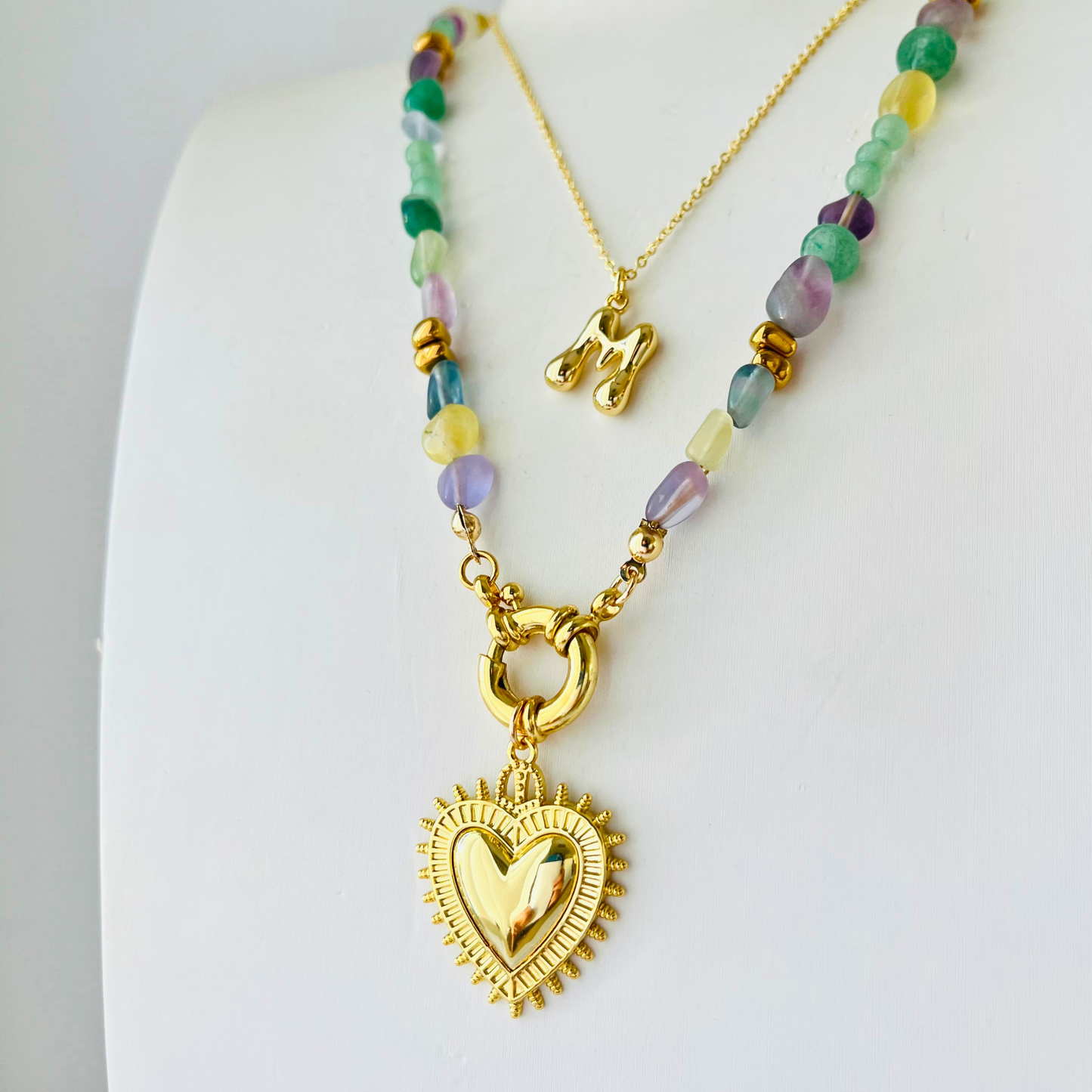 14K Gold Plated Big Heart Pendant | Chunky Statement Charm Pendant