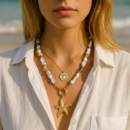 Ocean Treasures | Textured Starfish Charm Pendant | 14K Gold Plated Interchangeable Pendant