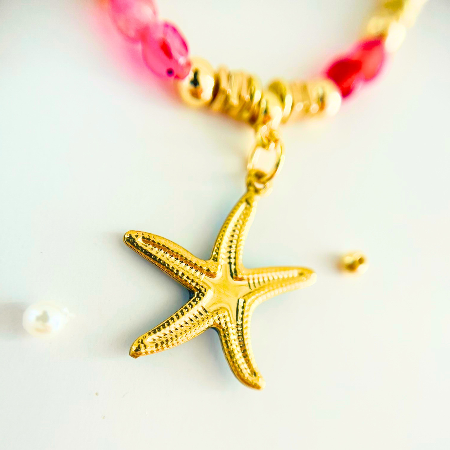 Colourful Agate & Natural Gemstone Necklace | Blue Starfish Pendant | Ocean Collection Gemstone Necklace