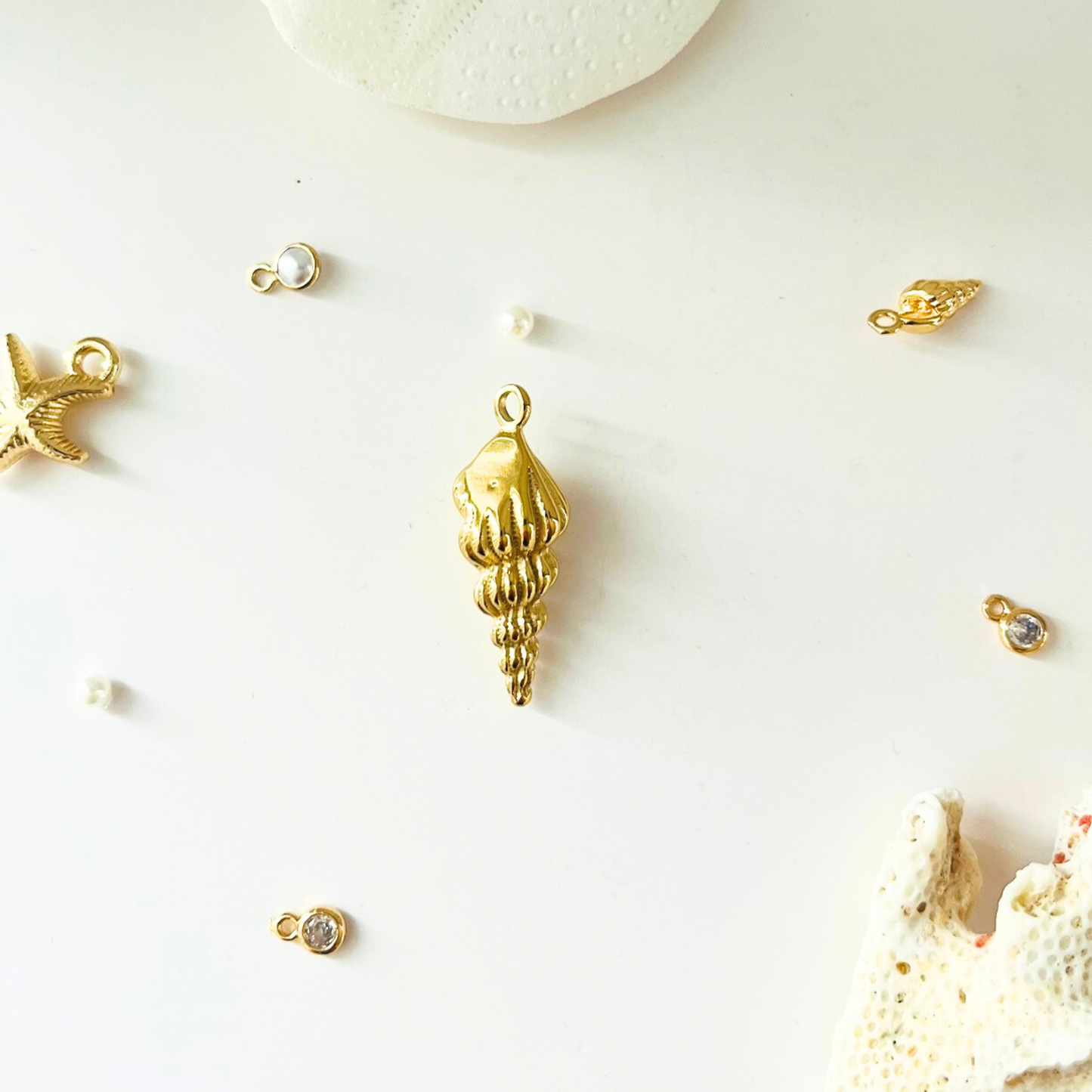 14K Gold Plated Tower Shell Charm Pendant Ocean Treasures - Interchangeable Pendant