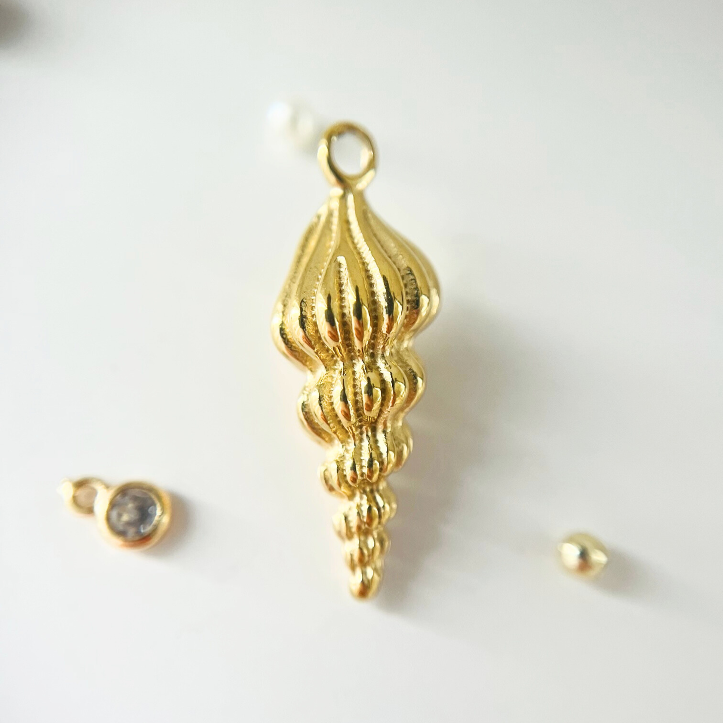 14K Gold Plated Tower Shell Charm Pendant Ocean Treasures - Interchangeable Pendant