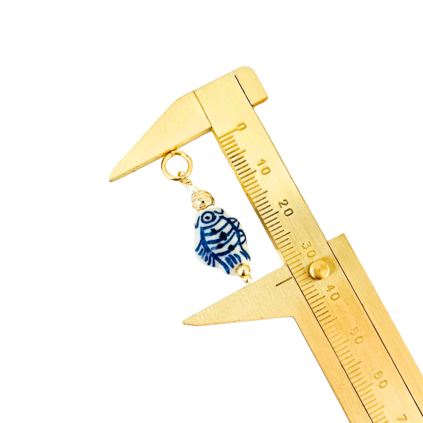 Fish Porcelain Charm Pendant - Blue & White Interchangeable Pendant