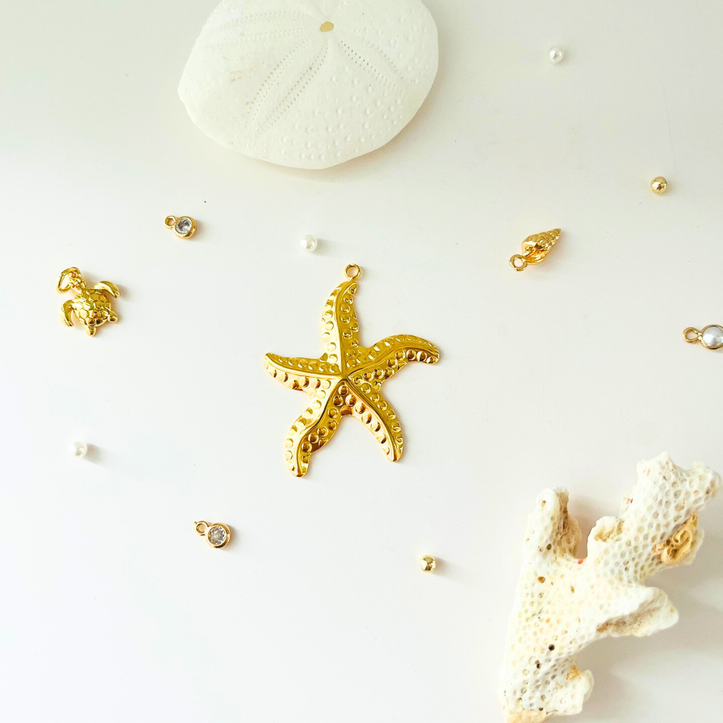 Ocean Treasures | Textured Starfish Charm Pendant | 14K Gold Plated Interchangeable Pendant