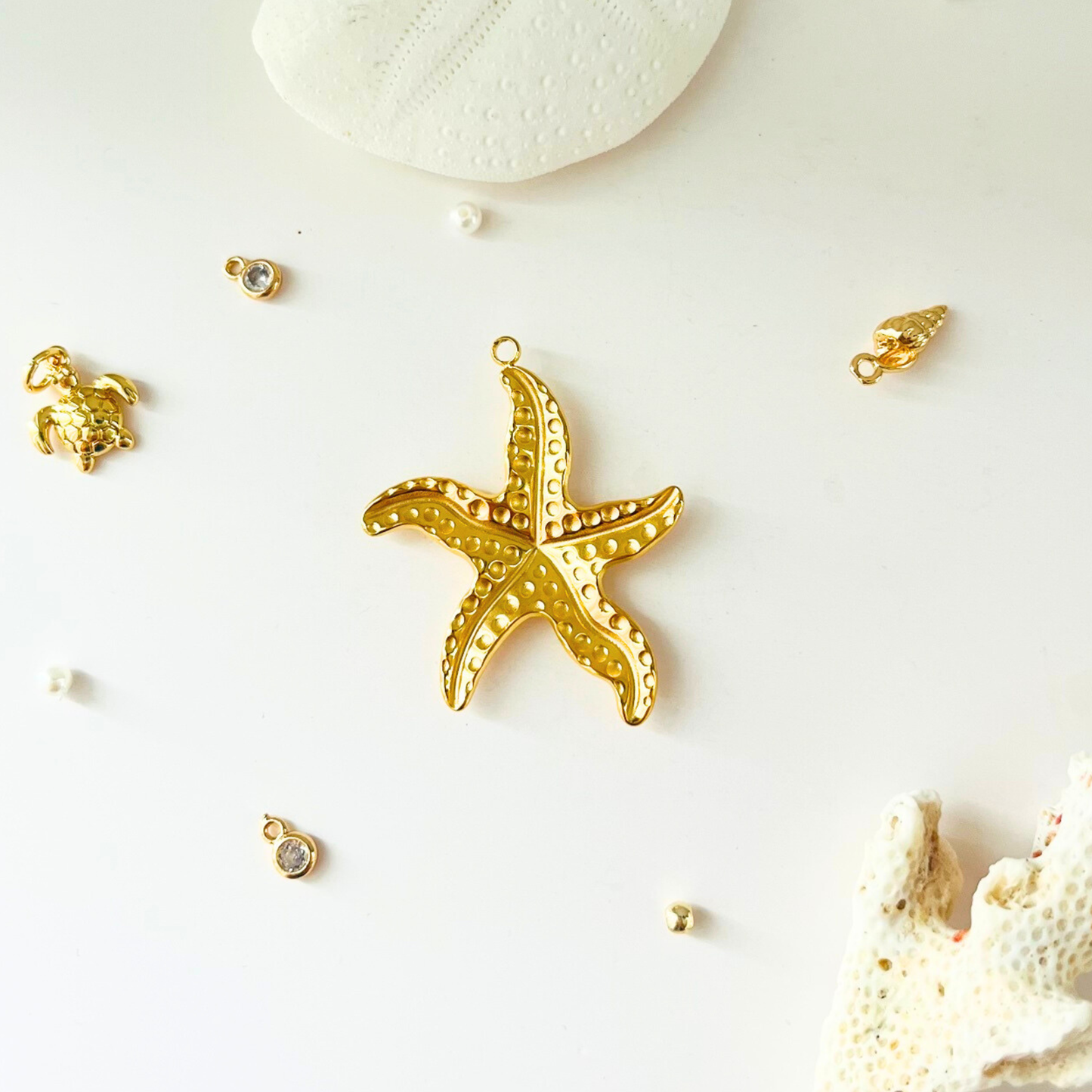 Ocean Treasures | Textured Starfish Charm Pendant | 14K Gold Plated Interchangeable Pendant