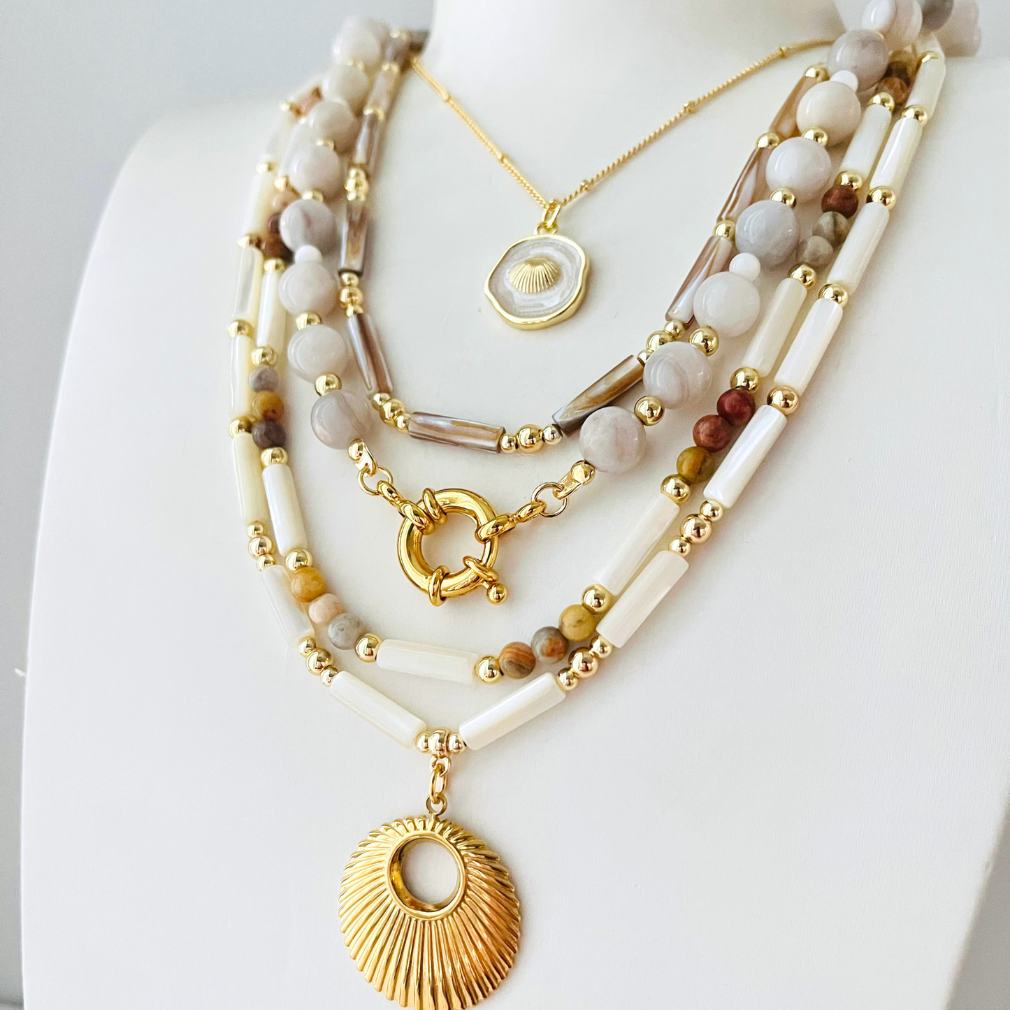 Brown Natural Shell Necklace Gemstone Necklace