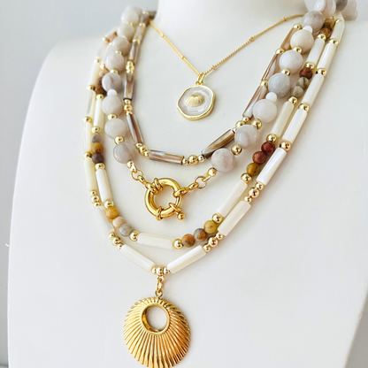 Brown Natural Shell Necklace Gemstone Necklace