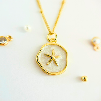 Ocean Charm Starfish Enamel Pendant Necklace - Gold Plated Layering Jewellery