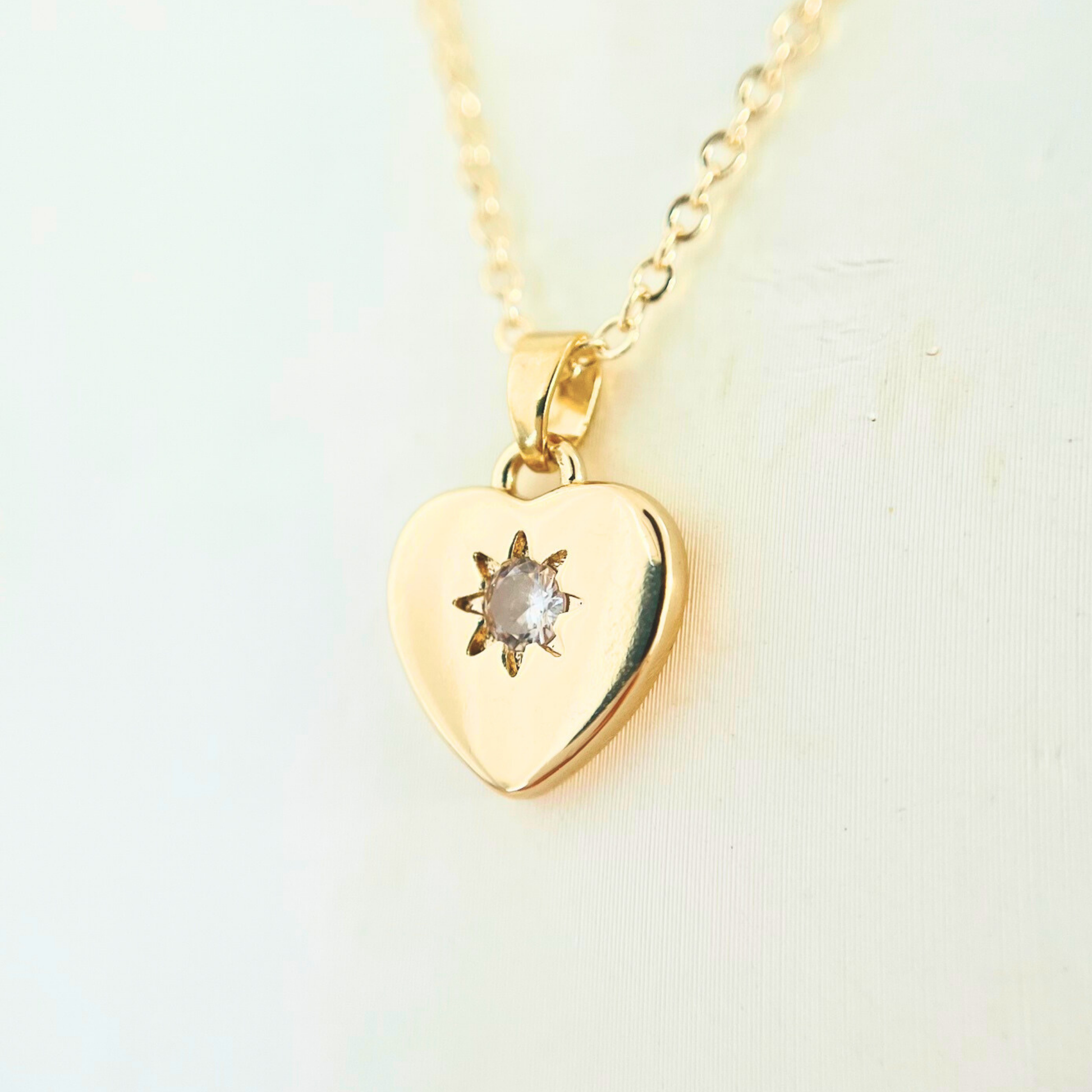 CZ Heart Pendant Necklace - Gold Plated Layering Jewellery Necklace