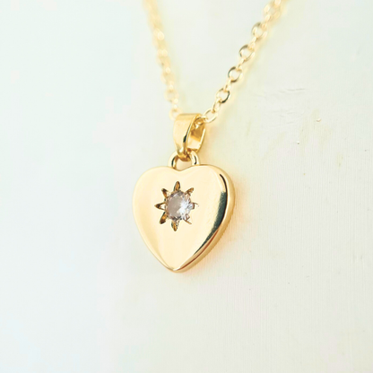CZ Heart Pendant Necklace - Gold Plated Layering Jewellery Necklace