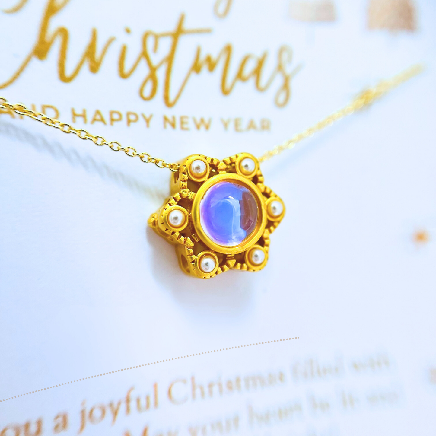 Christmas Snowflake Necklace with Christmas Card - Personalized Gift